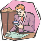 Man studying records